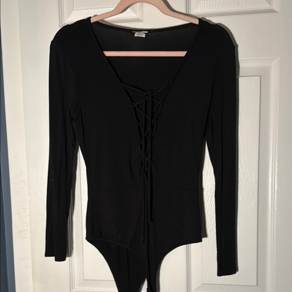 Fashion Nova Black Long Sleeve Bodysuit
